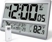 Atomic Clock 4.5" Numbers, Atomic Wall Clock with Indoor & Outdoor Temperature，N