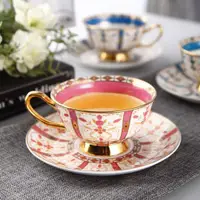 在飛比找ETMall東森購物網優惠-歐式小奢華咖啡杯套裝骨瓷下午茶茶具陶瓷英式金邊紅茶杯花茶杯