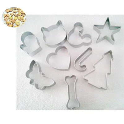 9PCS Cookie Cutters Aluminum Alloy Nine Pattern Molds for Biscuits Toast New