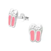 Silver Ballerina Sleeper Earrings for Girls