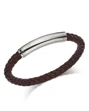 Bloomingdale's Fine Collection Men's Blue Sapphire Brown Woven Leather Bracelet in Sterling Silver