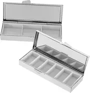 Outanaya 2pcs Duoge Pill Box Compartments Portable Pill Case Travel Medicine Organizer Medicine Travel Organizer Pp Silver