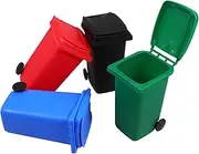 GRADENEVE 4Pcs Mini Trash Can Cute Desktop Garbage Bin with Lid Wheels Pencil Holder Tiny Recycle Bin for Home Office Decor
