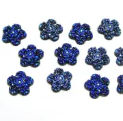 100 Deep Blue Floral Acrylic Flatback Flower Cabochons 11mm DIY Craft Bow Center