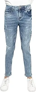 [X RAY] Skinny Jeans for Boys Slim Fit Denim Pants, Light Blue Distressed - Knee Rips, Size