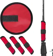 ACOSIY 4 PCS Fishing Hook Covers, 6" Lure Wrap, Red Lure Gloves, Fishing Stuff to Protect Hooks, Round Rod Sleeve for Bait Storage, Easily See Hook Cover to Keep Fishermen Safe