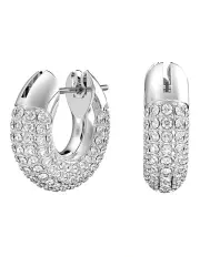 [Swarovski] Dextera Hoop Earrings Small Rhodium Plated in White
