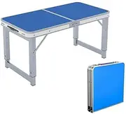 BAOJUHUIKANG Portable Folding Picnic Table, Aluminium Lightweight Table with Carrying Handles for Outdoor Indoor Garden Backyard Use (Blue)