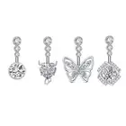 Fashion Heart Belly Button Rings Stainless Steel Dangle Navel Piercing Barbell>