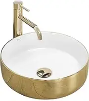 REA-U1801 Bathroom Sink Made of Ceramic Sami Gold/White-white/gold-REA-U1801, White Gold