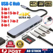 3/5/6/7/8in1 USB-C Type-C Hub To USB 3.0 PD 4K HDMI RJ45 Ethernet SD/TF Adapter