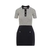 [Valentino] Valentino-Ivory And Navy Blue Cotton Mini Dress-Donna S STAND