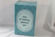 Smart & Sass (new) MY SWEAR JAR - CORK-TOPPED, TEAL, GLASS JAR - KEEP IT HANDY