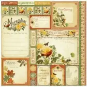 Graphic 45 Time to Flourish Collection Thankful 12" November Cut Apart Cardstock