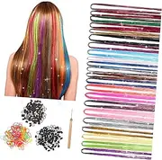 ARTSEWPLY 1 Set Colorful Hair Tinsel Kit Shades Glitter Hair Extensions for Easy Application Comfortable Wear and Adaptable Styling for All Types Braid Decorating Strings