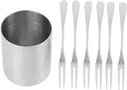 DINHEAROM Non-Rust Food Forks in Stainless Steel Bucket Multi-Purpose for Tea Cake Party Housewarming