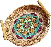 LeoLeoii Breakfast Tray Decor Coffee Table Tray Loaf Pan Woven Trays Woven Plate Candy Tray Bread Serving Basket Household Serving Tray Storage Tray Candy Plate Rattan Food Ornaments