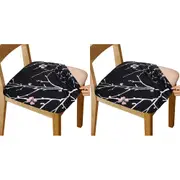 Chair Cover 2Pcs Printed Stretch Dining Chair Seat Covers Removable Seat Cushion Slipcovers Protector-Branches and Flowers