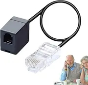 Rj11 to Rj45-8p4c to 6p4c Phone Jack to Ethernet Cable Adapter | 14-Inch Powerful Rj45 to Rj11 Converter Cable | Phone Jack Converter for Landline Telephone Service