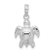 Sterling Silver De-Ani Rhodium-Plated Polished Sea Turtle Pendant