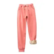 Nevenka Womens Warm Sweatpants Sherpa Lined Winter Athletic Jogger Pants-Watermelon Red