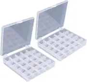 AKIRO 25 Slots Empty Bobbins Spools Box, Sewing Craft Plastic (2 Pack)