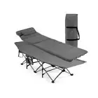 Folding Travel Camping Cot With Carry Bag Removable Mattress Grey