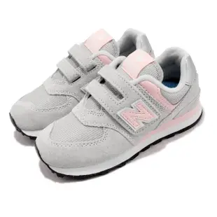 【NEW BALANCE】休閒鞋 574 Wide 童鞋 中童 灰 粉色 寬楦頭 經典 魔鬼氈 NB(PV574EVK-W)