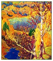 Franklin Carmichael October Gold Landscape Counted Cross Stitch Chart Pattern