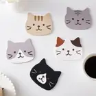 5pcs Cat Shaped Trivet Mats Insulated Cup Pad Silicone Cat Coasters Home