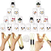 Christmas Stacking Cups Christmas Game with 24 Cup 2 Wooden Slingshot 2 Spare...