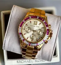在飛比找Yahoo!奇摩拍賣優惠-MICHAEL KORS Everest 水鑽圈 金色錶盤 