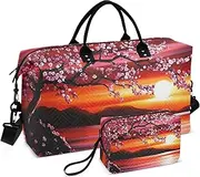 [YXYZRMY] Landscape Cherry Sunset Travel Duffel Bag Gym Bag Sports Tote Bag with Multiple Interior Pockets Shoulder Weekender Bag for Women Men with Toiletry Bag 20.5”x 7.9”x 13.8”, Multi-Colored, one