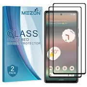 [2 Pack] Google Pixel 6a (6.1") Tempered Glass Full Coverage Crystal Clear Premium 3D Edge 9H HD Screen Protector by MEZON (Pixel 6a, HD Full)