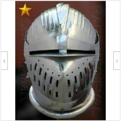 Sca Larp Medieval Armor Knight Closed Helmet Replica 18 Gauge Helmet Cosplay