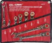 8PC FLEX HEAD RATCHET COMBINATION WRENCH CR-V NI-PLATED 5/16"- 3/4" SPANNER SET