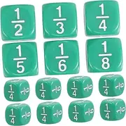20pcs Fraction Dice Indoor Outdoor Board Game Standard Game Dices Birthday Party Favor Math Teaching Supplies Math Number Building Block Acrylic Green
