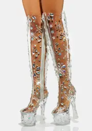 [Poster Grl] Snowflake Princess Clear Platform Boots