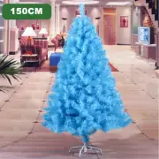 SALE 1.5M/5FT Sky Blue Christmas Tree Fluffy 410 Tips Metal Stand Home Decor