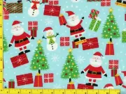 Santa Snowmen Presents Snowflakes Christmas Quilting Sewing Fabric by Yard #3183