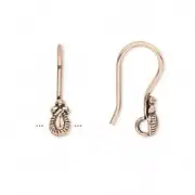Antiqued Copper Bali Beads Ear Hooks Earring Wires 4 pcs