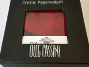 Oleg Cassini Crystal Paperweight Cut Diamond Elizabeth Round Red New In Box