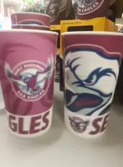 NRL Manly Warringah Sea Eagles NRL Plastic Tumbler x 2