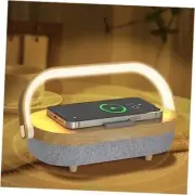 LED Bedside Lamp, Touch Lamps for Bedroom Nightstand, 4 in 1 Bedside Wood Grain