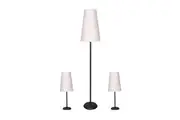 3pc Set Floor Lamp Table Desk Lamps Bedside Side Light Stand Reading Black Metal Lighting