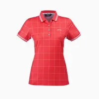 在飛比找momo購物網優惠-【PING】女款格紋短袖 POLO衫-紅(吸濕排汗/抗UV/