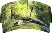 [Evealyn] Forest France Trees Stream Printed Sun Visor Hat Empty Top Sun Hat Adjustable Sports Sun Caps Baseball Caps for Women and Men Black, Black, One Size