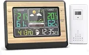 Wireless Weather Station Indoor Outdoor 6 Inch Color Screen Digital Weather with Weather Forecast Temperature Humidity Time Date Moon Phase Display Temperature Alarm