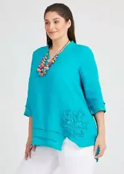 Taking Shape TS French Linen Applique Top was $159plus size 18 20 XL BN