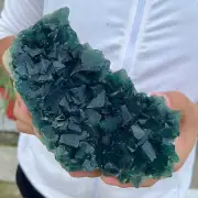 3.2lb NATURAL Green Cube FLUORITE Quartz Crystal Cluster Mineral Specimen healin